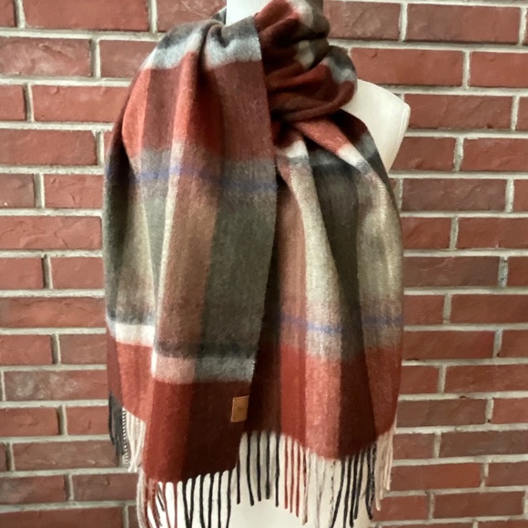 NWT Beymen Club 100%Wool Plaid Fringed Scarf 12”x72” NEW - Picture 8 of 11